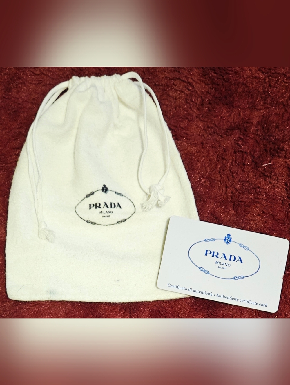 Prada White Small Drawstring Dust Bag Gift Card Set Jewelry Storage Wallet Pouch